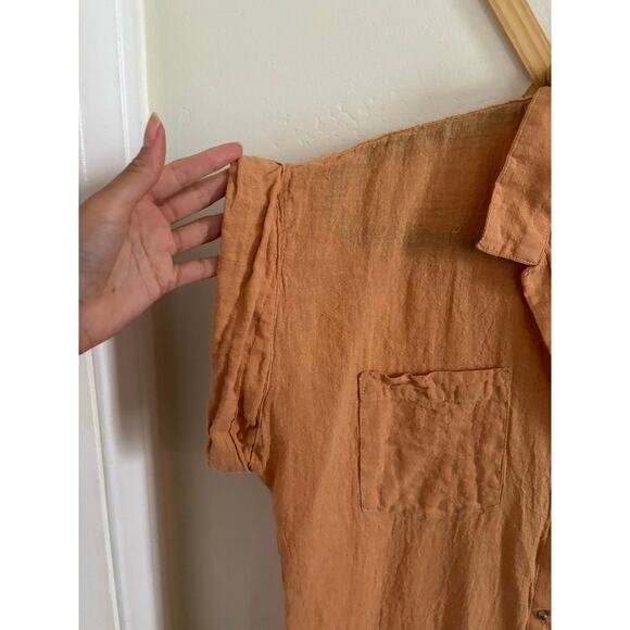 Thread & Supply Top Women's Medium Jane Blouse Button Up Tunic Linen Blend - Picture 3 of 9